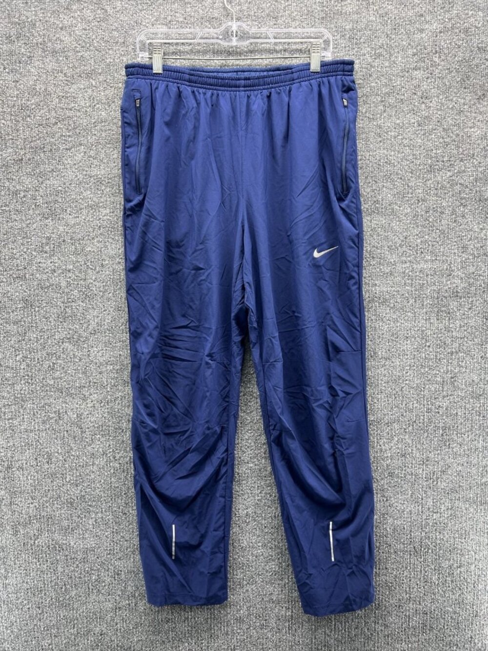 Nike Dri-FIT Track Pants Mens XL Blue Woven Elastic Waist Zip Pockets Athletic